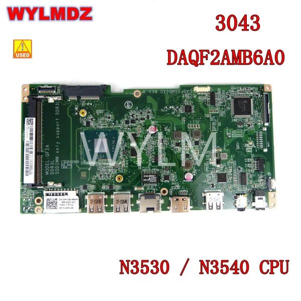 Placa -mãe usada DAQF2Amb6a0 Notebook PrainBoard para Dell Inspiron 20 3043 Laptop Motherboard N3530 CPU CN04MV36 CN 4MV36 Trabalho testado