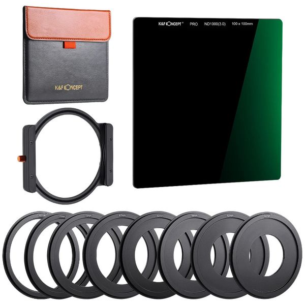 K F Konzept 100x100mm Quadrat ND Filter Kit 28 Multilayer -Beschichtungen ND1000 Halter Filter Ring für Kameraobjektiv 240327
