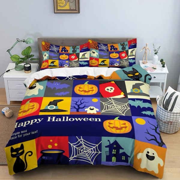 3D Skull Bedding Set Halloween Bats Duvet Capa Crânio Poliéster COBERTO CONSELHO DO DUPLO KING RAINHA CRIANÇAS COMPAR