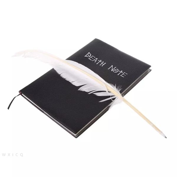Notebook Diario studente ANIME Morte Nota Notebook Set di cuoio Journal and Necklace Feather Pen Journal Note Pad per regalo libreta
