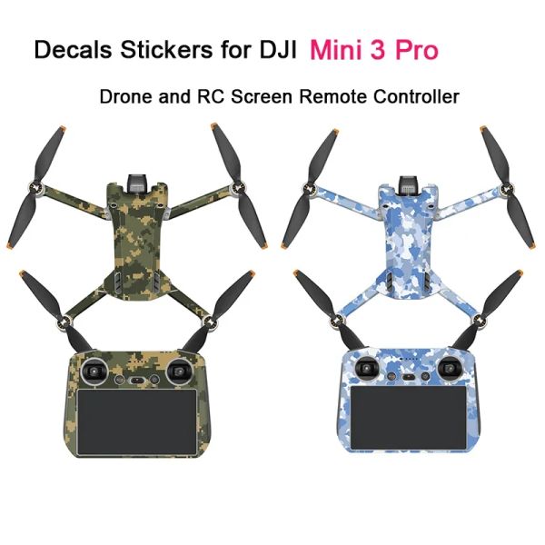 DJI Mini 3 Pro Waterproof PVC Çıkartmaları İçin Drone Stickers Drone Vücut Cilt Kolu RC Ekran Uzaktan Kumanda Korunan Film Dron Aksesuarları