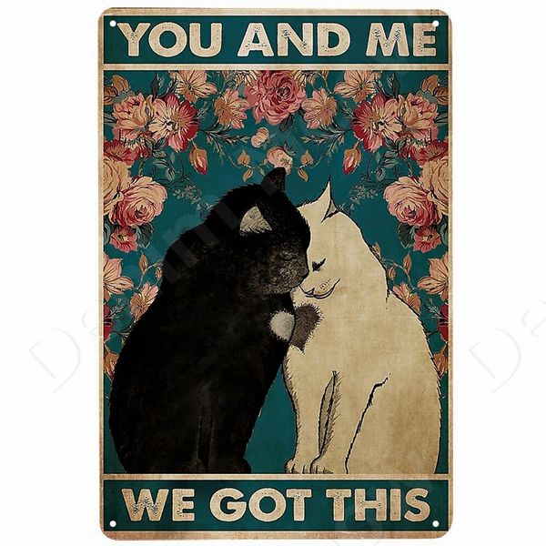 Lustige schwarze Katzen -Vintage -Zinnschild denken Sie daran, Metallplakat Katze Retro -Teller zu wischen Hallo Süße Wangen Badezimmerdekor für Bar Cafe