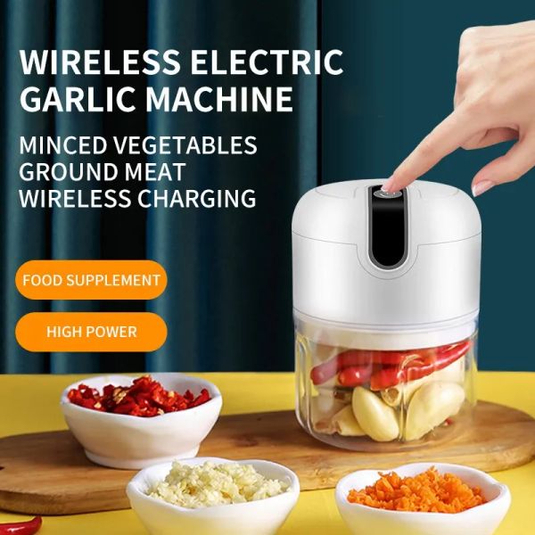 Mahlen neuer elektrischer Knoblauch Masher tragbarer Hubschrauber Multi -Funktion Fleischschleifer Masher Maschine Mini Knoblauch Gemüse Hubschrauber USB -Ladegerät