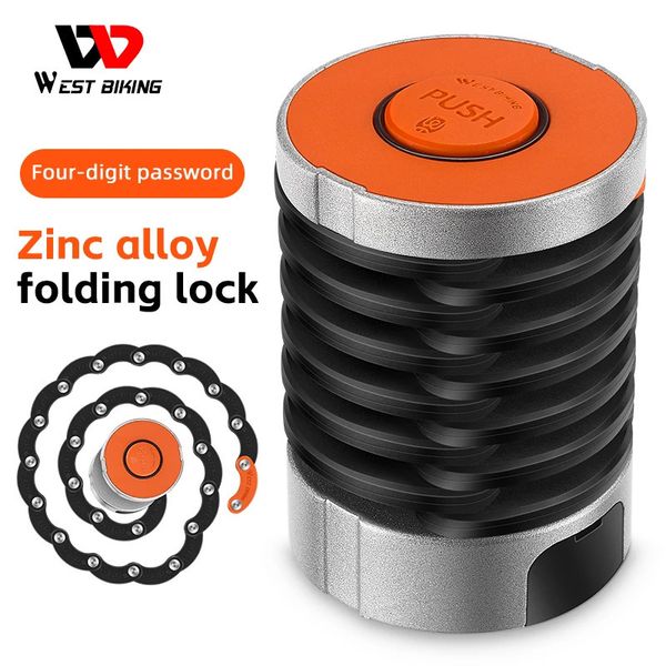 West Bicking Bicycle Folding Lock Senha de alta segurança Bike Scooter Antitheft Acessórios de chave dobráveis 240401