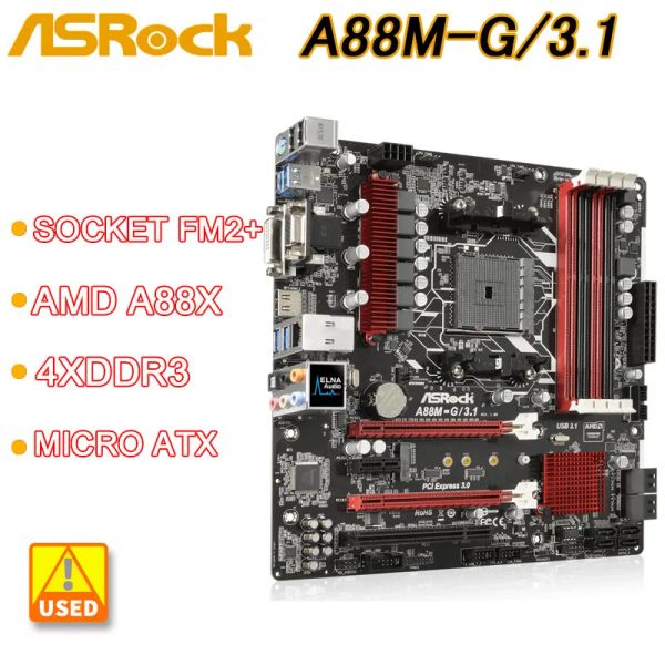 Soquete de placas -mãe FM2+ AMD A88X placa -mãe Asrock A88mg/3.1 4XDDR3 64GB USB 3.1 M.2 USB 3.1 Micro ATX Suporte A8 AD8650 A10 AD680 CPU