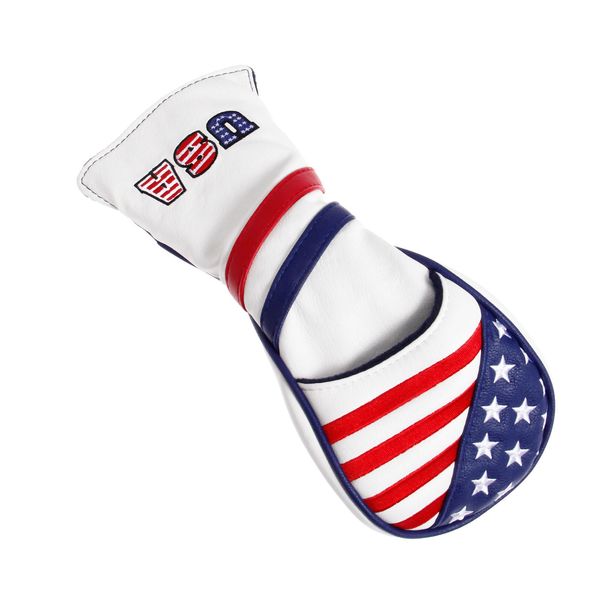 3 PCs PU Golf Wood Headcover mit USA Stars Stripes Flaggenstil für 1 Golffahrer Cover 2 Fairway Club Head Covers Protect Set Set