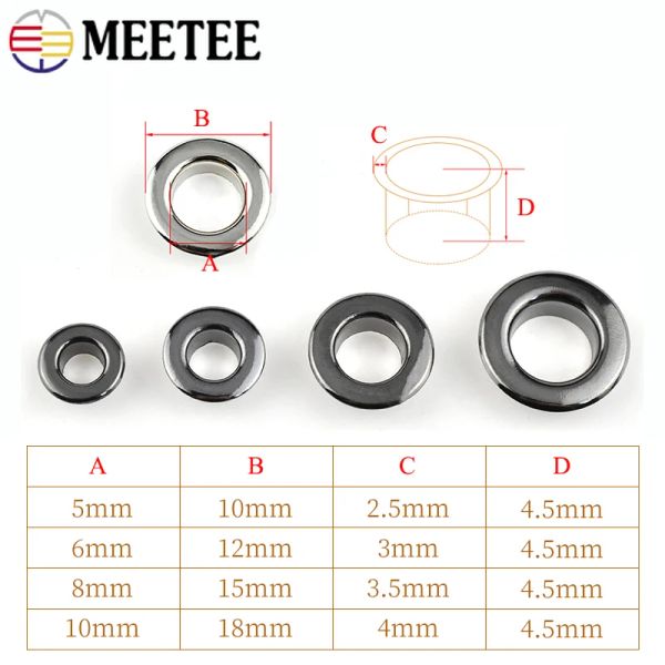 100 set Meeting 4-10 mm 3 colori Fibbie per occhielli in metallo con installatore Punch Punch Strumento Abbigliamento fai da te Pulsante Craft Gremet Craft Craft