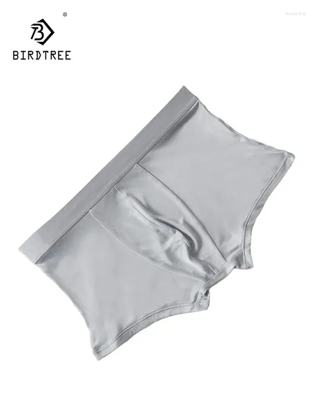 Underpants BirdTree Real Silk Indele senza trapeelessini uomini casual in vita medio antibatterico briefing da boxer 2024 Summer p43951qc