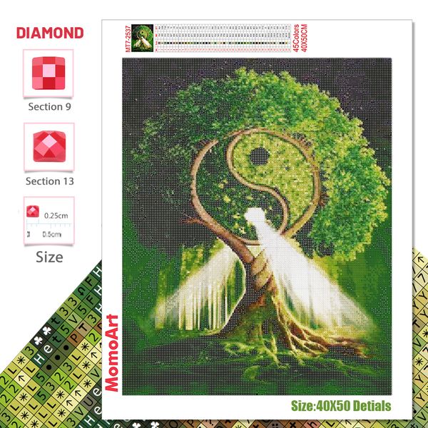 Momoarart 5d Diamond Diamond ricamo ricamo di alberi di pittura diamante paesaggio Rhinestone Picture Forest Mosaic Home Decor