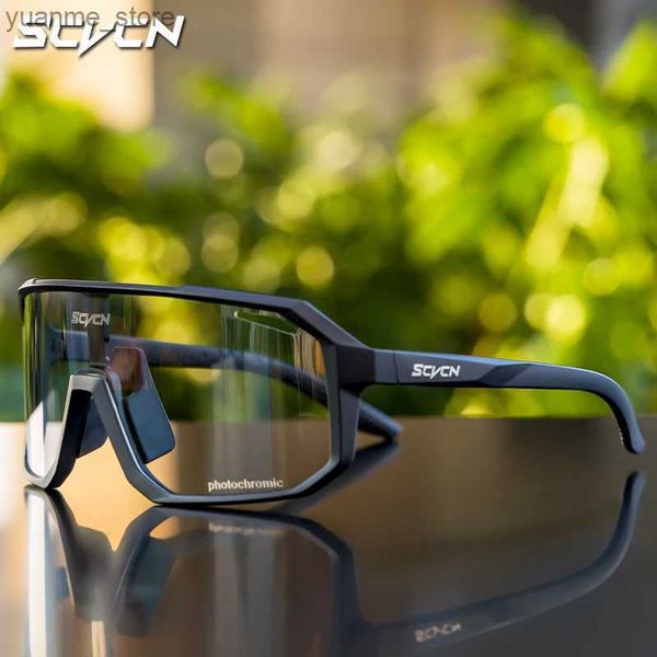 Açık Gözlük Scvcn Fotokromik Bisiklet Gözlükleri UV400 Bisiklet Güneş Gözlüğü Açık Bisiklet Güneş Gözlüğü Bisiklet Goggles Sports Ride Eyewear Y240410