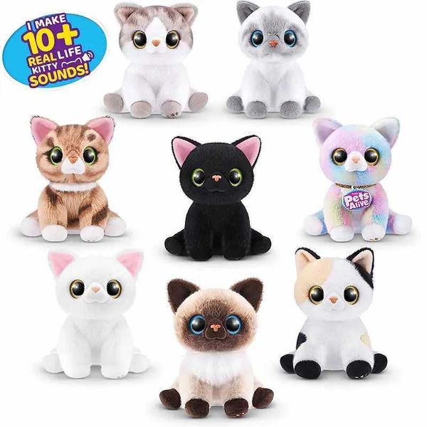 Plüschpuppen Zuru Pet Life Smith Katze Überraschung Interaktion Wolle Katze Mädchen Cartoon Sound Spielzeug Puppe Geburtstag Geschenk Beach Spielzeug J240410