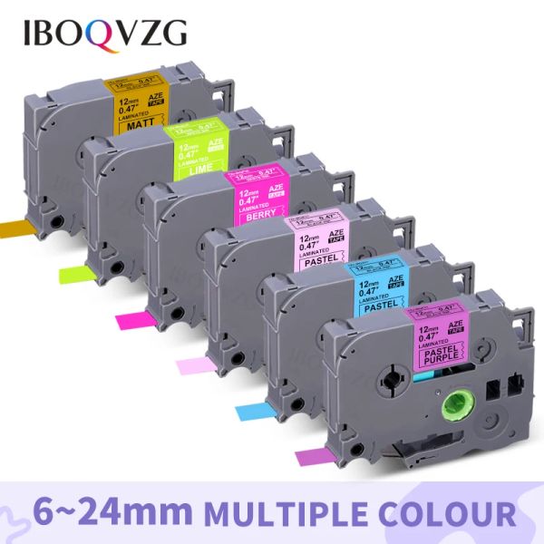 IBOQVZG P-Touch-Etikett Bänder lila blau rosa gelb kompatibel für Bruder Tze231 Tze 231 MQF31 MQ531 MQE31 Laminierte Kassette