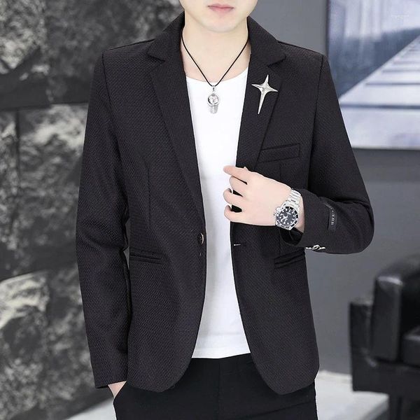 Abiti da uomo 2024 Business di moda primaverile Versione coreana Gentleman Elegante colore solido in stile britannico Blazer vestito slim casual