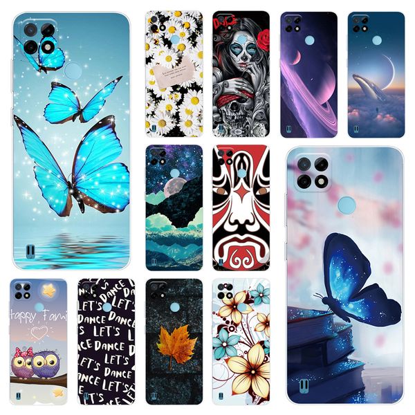 Für Realme C25Y Case Clear TPU Soft Blue Butterfly Phone Hüllen für Realmi Realme C21Y C25Y C 25y 21y Funda Coque Silikonabdeckung