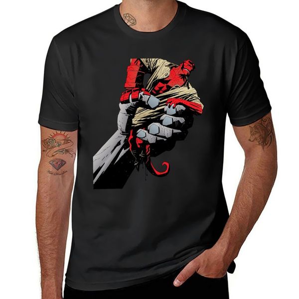 Hellboy, gefangen, Hand, Riese, Rot, dunkles Pferd, Mike Mignola, Comic, Hölle, Teufel T-Shirt Schnelltrocknende T-Shirts für Männer Baumwolle