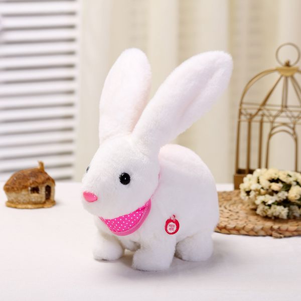 Robot Rabbit Electronic Plush Bunny Sing Songs Music Animal Toys Walk Shake Ears Run Jump LED per bambini Regali di compleanno