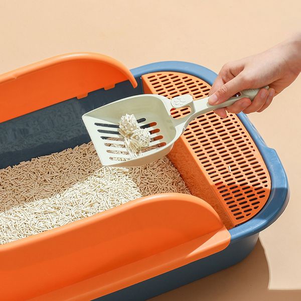 Caixa de areia de gato Hoopet aumenta os banheiros semi-abertos para caixa de areia limpa de estimação com pá de gato de pá grátis, fornecedores de gatos de gato respirável