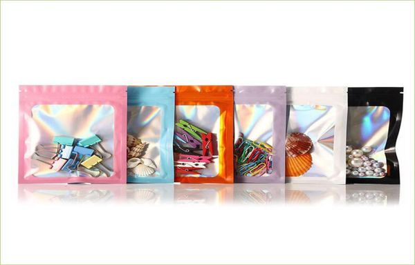 Bolsa de embalagem holográfica à prova de cheiro Mylar Saco de embalagem holográfica clara odor selvagem para armazenamento de alimentos e cílios de jóias de gloss Lip Packaging9651866