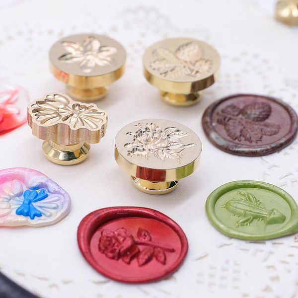 3D -geprägte Wachsiegel Stempel Pflanze Blume Rose Sakura Magnolia Tulp Kaktus Hochzeit Wachs Stempelhüllhülle DIY Sealing Wachs Geschenk