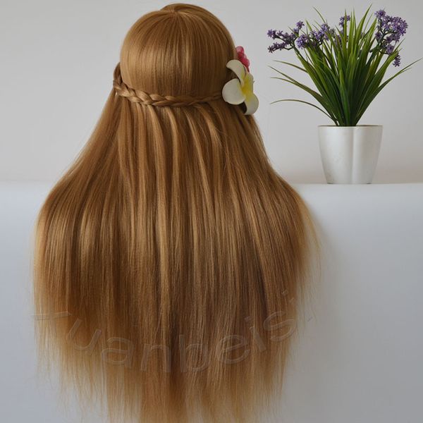 Professionelles Styling Schaufensterpuppenkopf dickes goldenes Haar Maniqui Perückenkopf für Braut Frisur Puppen Kopftraining Kopf Dummy 75 cm