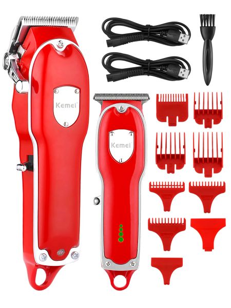 Clippers Kemei Double Electric Hair Clipper Combo Kit Professional Hair Trimmer для мужчин Регулируемая машина для стрижки бороды.