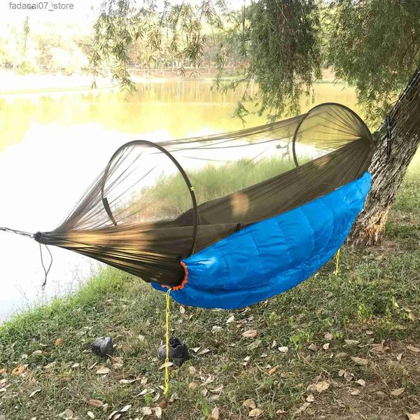 Hammocks Traveler Camping ao ar livre Hammock Sagão de dormir adulto Campo de cama para camping Caminhada grossa Hammock Down Duvet Coverq