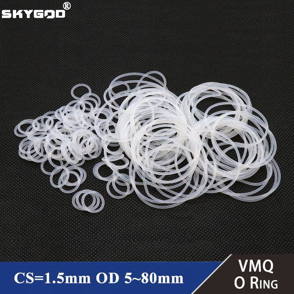 50pcs vmq o Ringdichtung CS 1,5 mm OD 5 ~ 80 mm wasserdicht