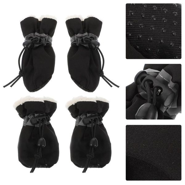 Vestuário para cães 4 pcs capas de sapatos de estimação sapatos ao ar livre anti -skid botas calçados médios pano inverno