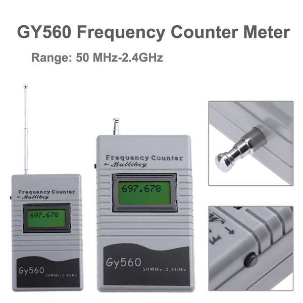 Display LCD di frequenza di frequenza digitale a 7 cifre per ricetrasmettitore radio a due vie GSM 50 MHz-2,4 GHz GY560 Counter misuratore di frequenza