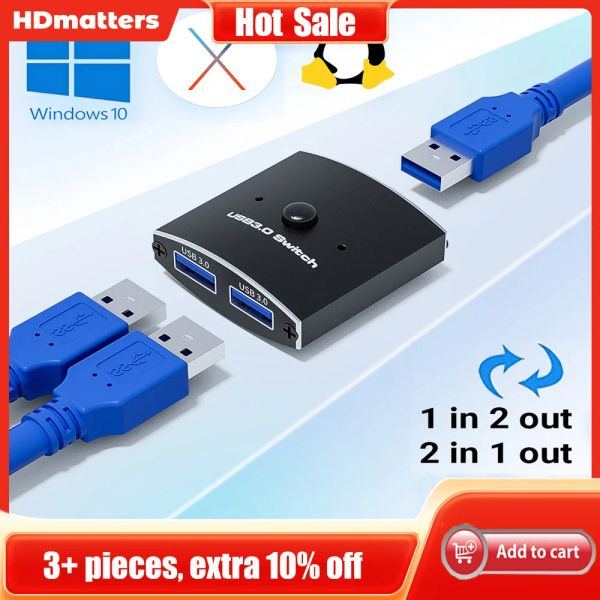 Hubs USB 3.0 Anahtar Seçici KVM Anahtarı 5Gbps 2 Out USB Anahtarlayıcı USB 3.0 Twoway Sharer PC Yazıcı Klavye Fare Paylaşımı