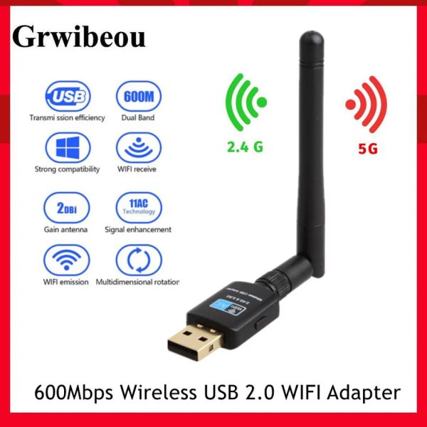 Cartas 600Mbps WiFi Adaptador sem fio Bluetooth Adaptador USB 2.4g Bluetooth v4.0 Cartão de rede RTL8723BU para laptop para desktop PC