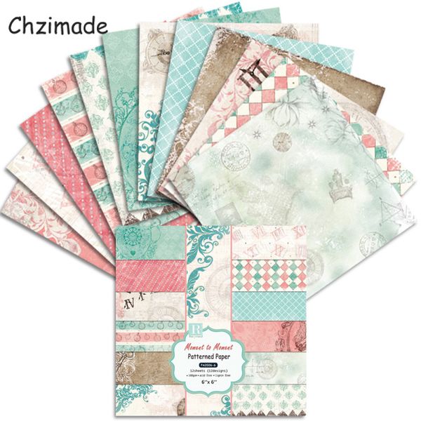 Chzimade 12 -Blüten Blumenmuster Scrapbooking Paper Crafts 15.2x15.2 cm für die Kartenherstellung DIY Scrapbook Hintergrund Paper Home Decor