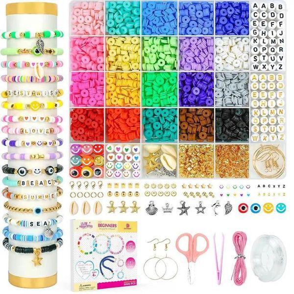 Charm Armbänder Diy Clay Perlen Armband Making Kit für Mädchen Freundschaft Bead Kits mit Brief Preppy Schmuck Geschenk