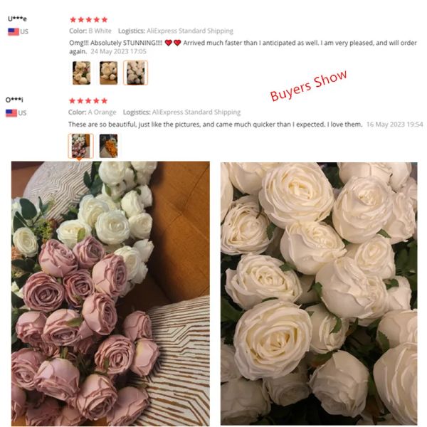 Hot 7/10 Heads Rose Bridal Bouquet Fiore artificiale Accessori floreali per matrimoni per matrimoni Accessori per l'arredamento della casa natale