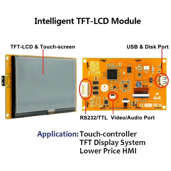 4.3 inç Dokunmatik Panel HMI Grafik LCD ESP32 MCU/Arduino için Destek Desteği