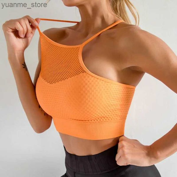 Yoga Outfits Damen Mid Support Cross Back Wireless abtrennbarer Pokal Sport Bra Top Free und nahtlosen Rennen Back Yoga Running Sport Bra Y240410