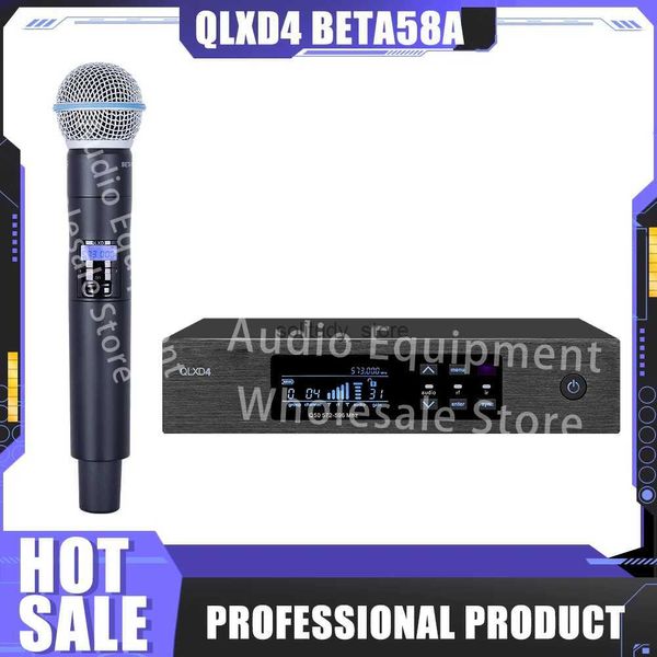 Mikrofone QLXD4 Beta58 1-Kanal-Wireless-Metallmikrofonsystem UHF Top-Qualität Handheld Beta58a für Karaoke Stage PerformanceQ