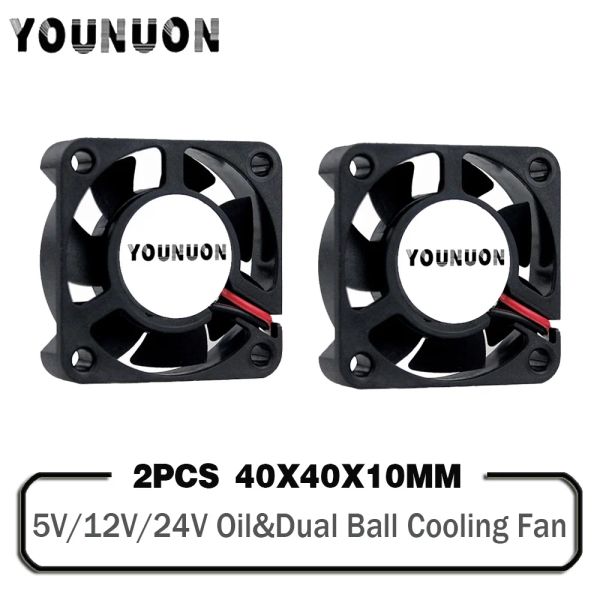 Soğutma 2 Parça DC 24V 12V 5V 40mm x 40mm x 10mm 2pin bilyalı Rulman Bilgisayar PC Kılıfı Soğutma Fanı 4010 3D Yazıcı Fanı