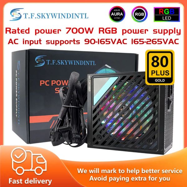 Поставляет новый T.F.SkyWindintl RGB PC Server Service Power Power Server PSU RATE REAL 700W Source MAX 750W 24PIN Gaming Desktop Pulce