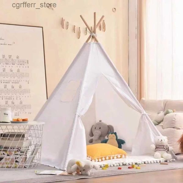 Tentadas de brinquedo Tipi Play Indoor House Infant Toy Baby Cotton Lavas de 1,1m Aniversário Presente dobrável Crianças indianas Camping tenda Wigwam para crianças L410