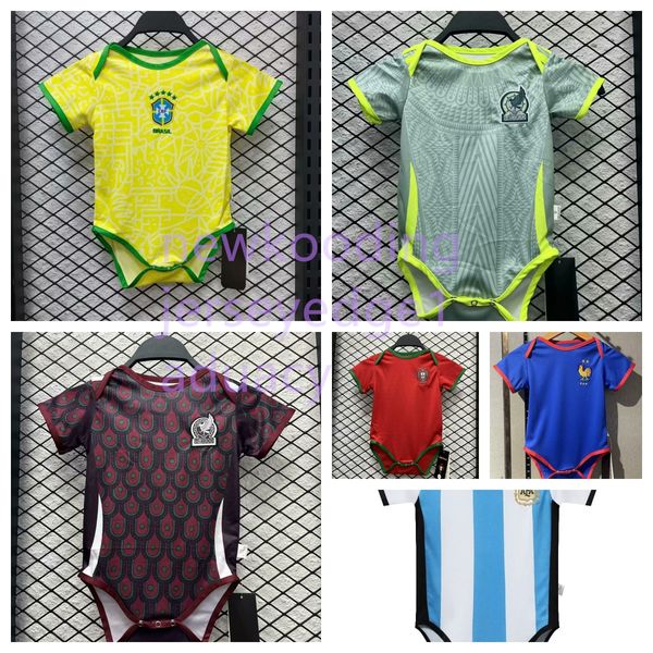 6-24 mesi di calcio per bambini Maglie per bambini di calcio 2024 Messis Home Neymars Footbal Football Shirt Baby Football Ronaldos Baby Track -Suit Mbappe in trasferta 3 °