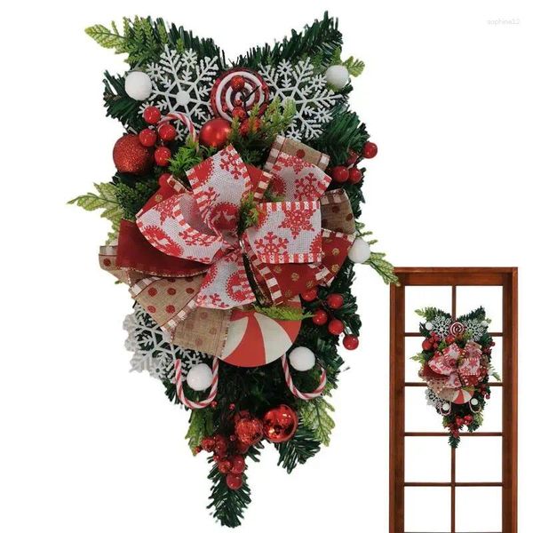 Fiori decorativi Candy Candy Swag Red and White con ghirlande di alberi rovesciati per arredamento per giardini da casa all'aperto