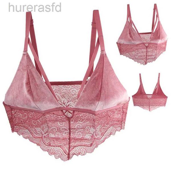 Bras Dainafang Girls sem alça sem costura Bras Velvet Velves renda sexy feminina lingerie s l cueca rosa para mulheres 240410