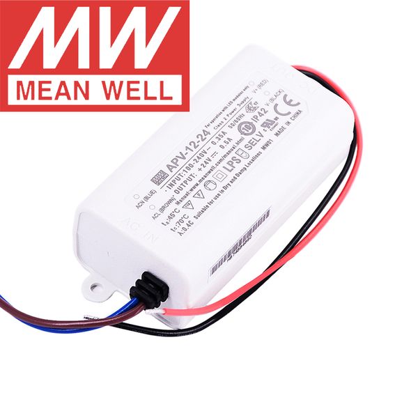 Serie APV-12 medio originale Meanwell 5V/12V/15V/24 V Design di tensione costante 12W Singolo LED di uscita Sfinione Alimentazione