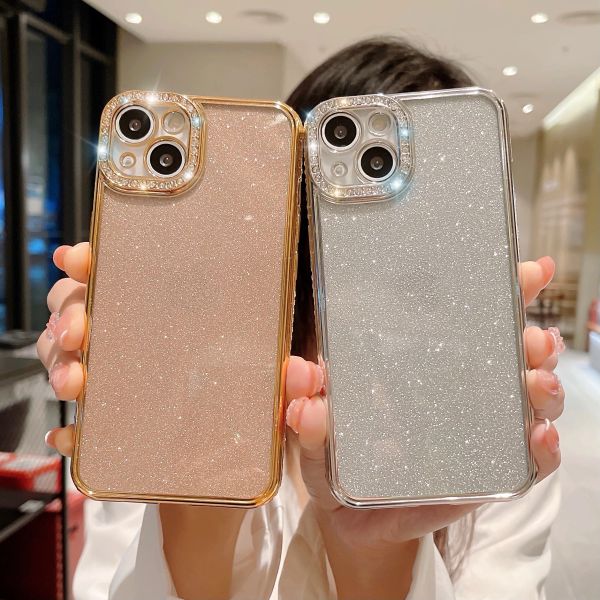 Custodia di diamanti glitter di lusso per iPhone 14 13 11 12 Pro xr xs xs max 7 8 più se cover di paillettes al paraurti rochino morbido