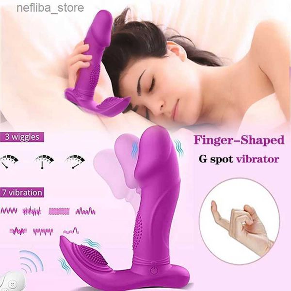 Outros itens de beleza de saúde Os brinquedos adultos vibradores vestíveis para mulheres imitam o dedo calcinha silenciosa controle remoto 3wiggles e 7 produtos g de pontos g vibratórios L410