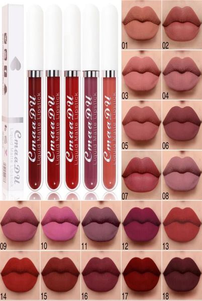 CMAADU 18 Lipgloss Farbe Matt flüssiger Lippenstift wasserdichte natürliche lange letzte Velvetines Make -up Lipgloss6907391