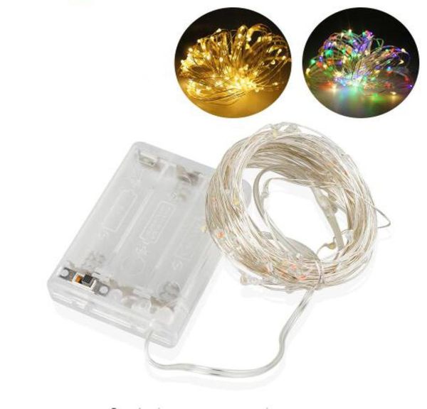 3aa batteriebetriebene LED -Schnur leichte Kupfer Silber Draht Fee Lichter für Urlaub Hochzeitsfeier Weihnachten Tropfen Lamp6735578