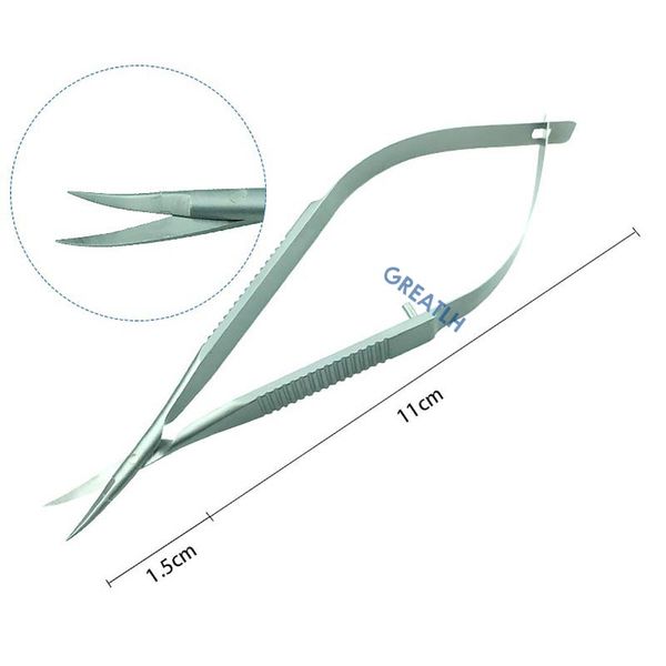 Ophthalmic Veterinärkapselmembranschere Castroviejo Hornhautschere Titan/Flecken Stahl Mikroschere Instrument