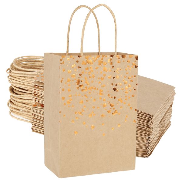 25 PCS Bolsa de presente Ramadan Kraft Paper Bag com Handles Wedding Festival Bolsas de Presente de Festival de Natal